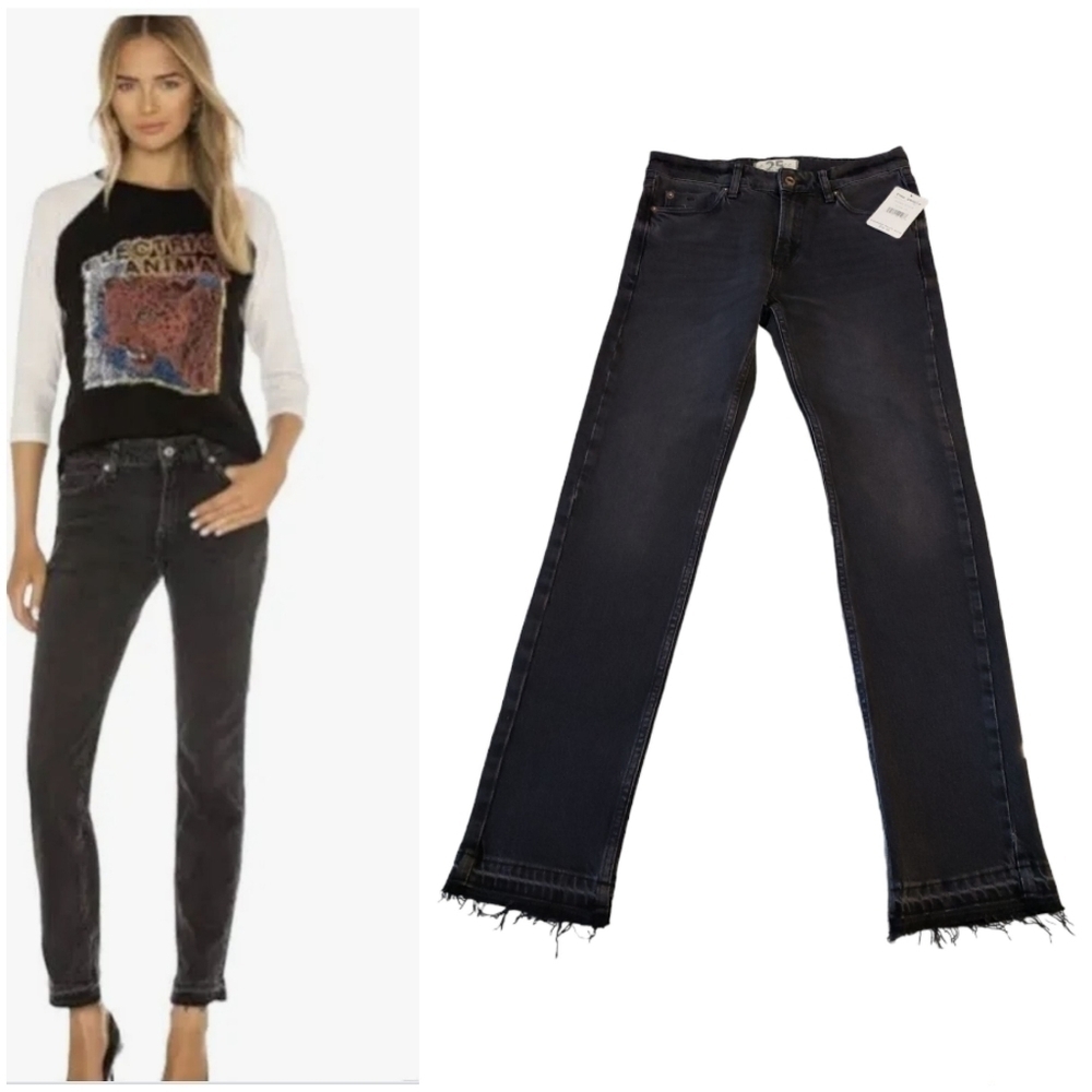 NWT the Free FP Faded Black Jeans with Raw Hem, Size 25